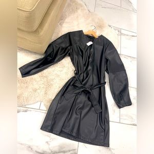 Faux leather midi dress